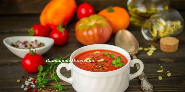 суп-пюре из запеченных перцев с апельсиновым соком