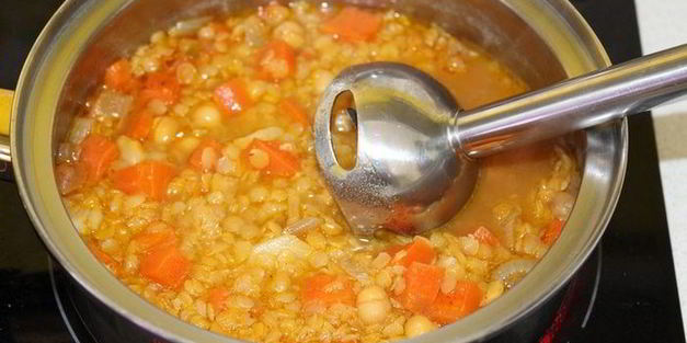 суп-пюре с чечевицей и нутом