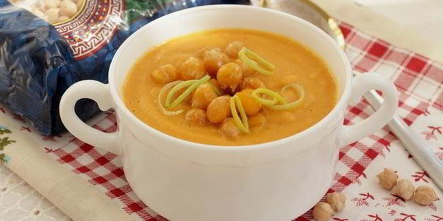 суп-пюре с чечевицей и нутом