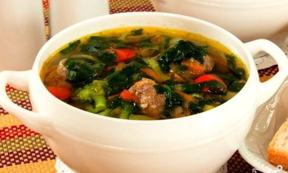 Рецепт суп с фрикадельками и шпинатом