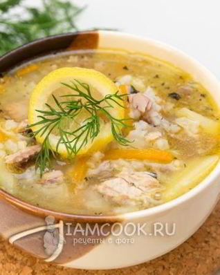 Суп с консервированной сайрой и рисом