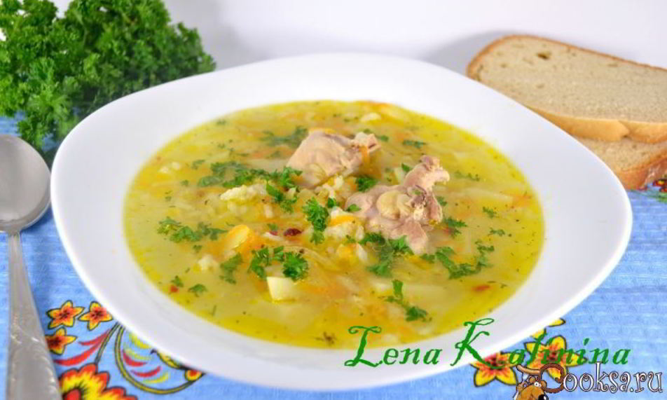 Рецепт суп с курицей и рисом