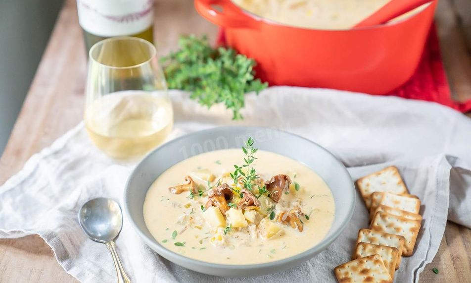 Рецепт суп с лисичками и сыром