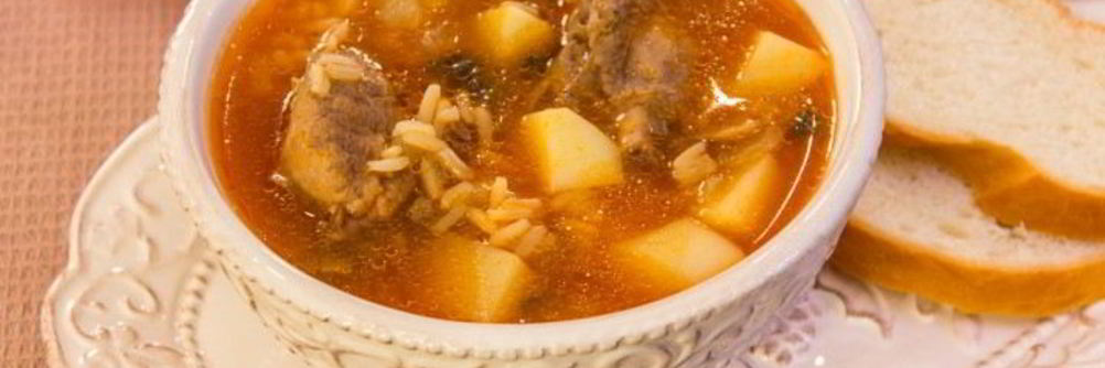 Суп с уткой, рисом и грибами