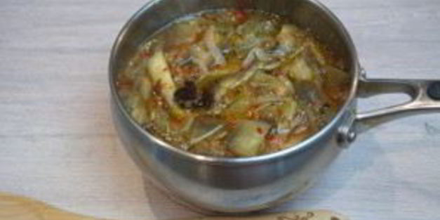 суп с запеченными баклажанами