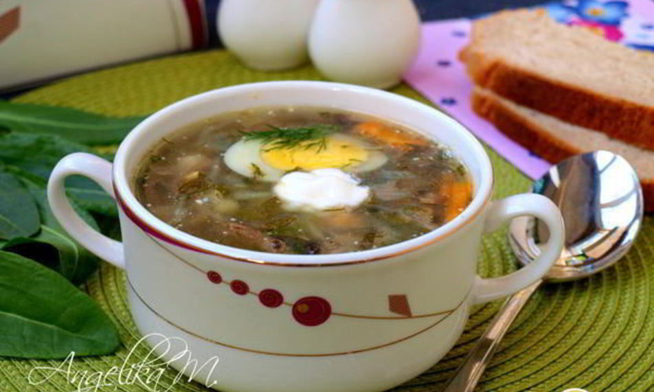 Рецепт суп со щавелем, капустой и шампиньонами