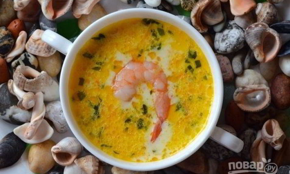 Рецепт суп сырный с креветками
