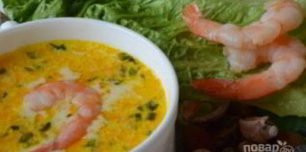 суп сырный с креветками