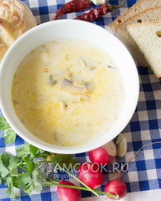 Сырный суп с шампиньонами