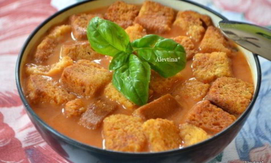 Рецепт томатный суп с крутонами