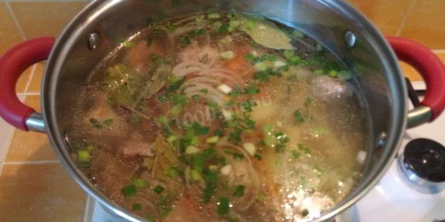 зеленый суп с щавелем и индейкой