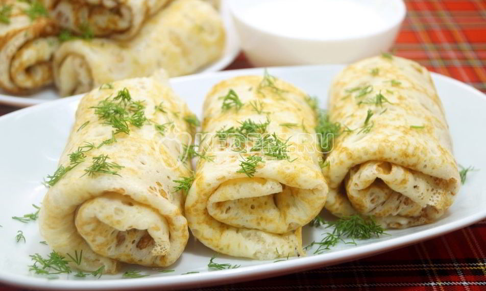 Рецепт ажурные блины с фаршем