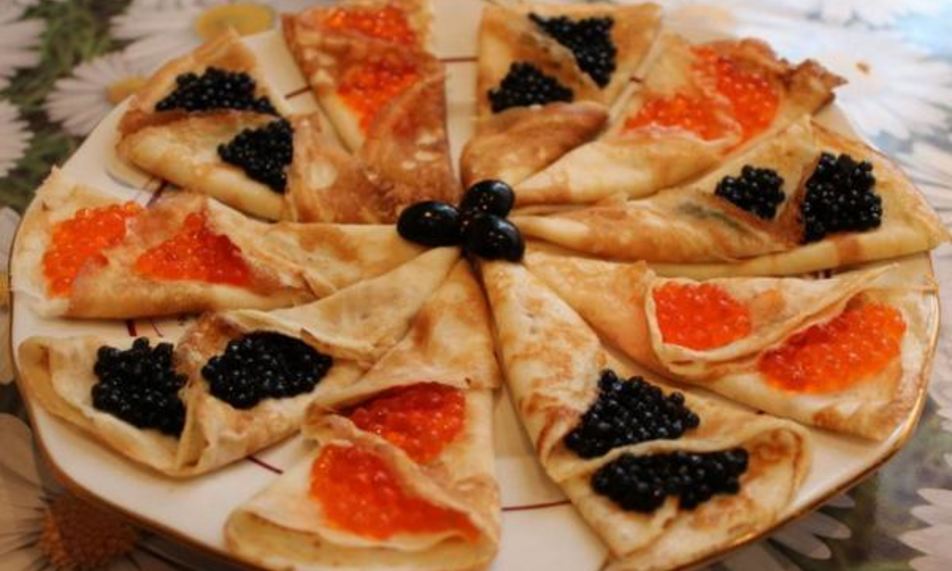 Рецепт блинчики с икрой на закуску