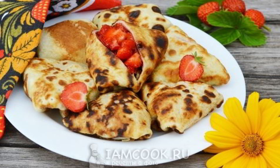 Рецепт блинчики с клубникой