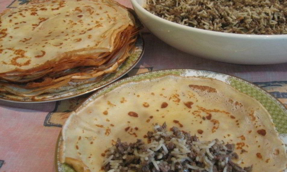 Рецепт блинчики с печенью и рисом