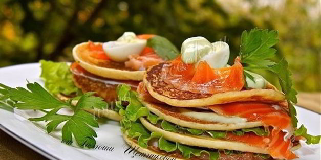 блинчики с семгой