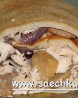 Блины с курицей и грибами