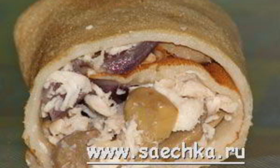 Рецепт блины с курицей и грибами