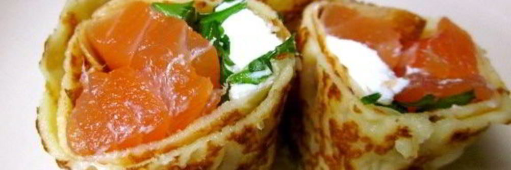 Блины с семгой и сливочным сыром