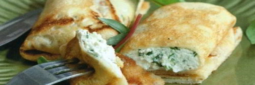 Блины с творогом и зеленью