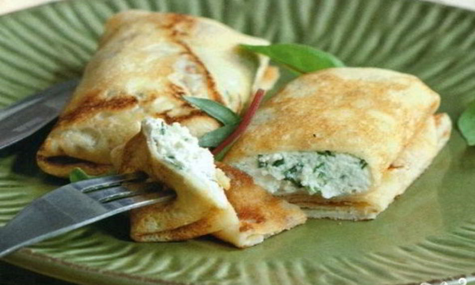 Рецепт блины с творогом и зеленью