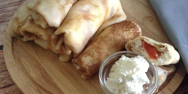 блины со сливочным сыром и семгой