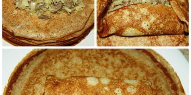 блины цельнозерновые с капустно-мясной начинкой