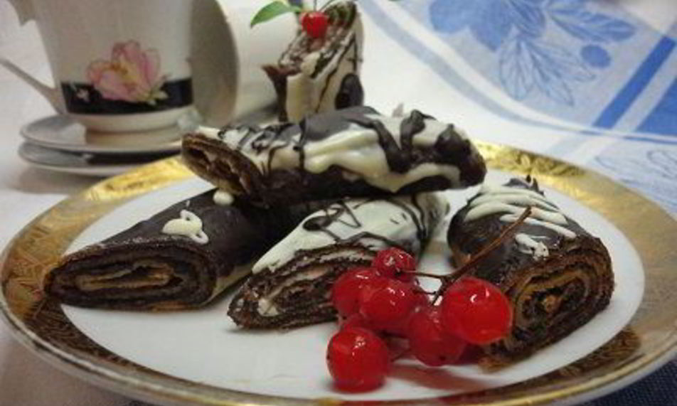 Рецепт ванильные блинчики с шоколадной начинкой