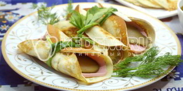 яичные блинчики с колбаской