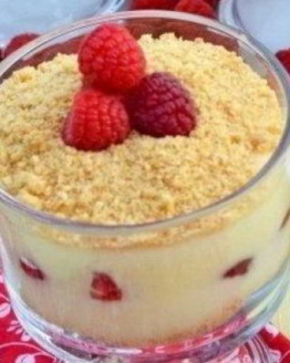 Чизкейк-парфе с малиной без выпечки