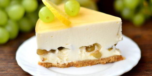 чизкейк с белым вином и виноградом