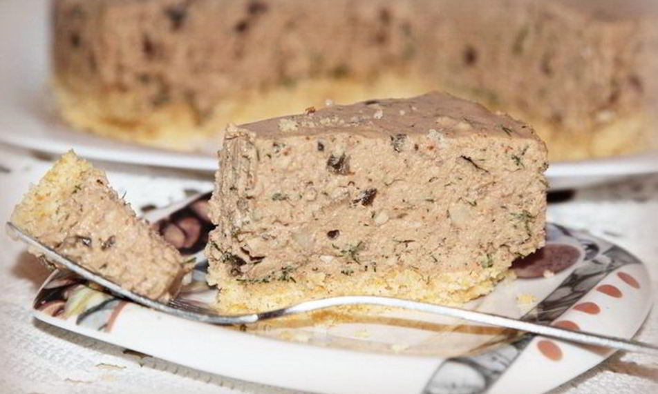 Рецепт печеночный чизкейк с орехами и грибами