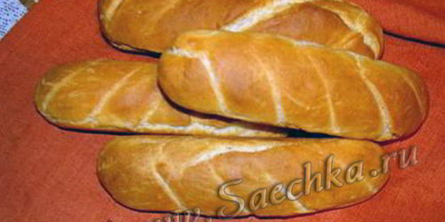 багет в специальных формах для хлебопечки