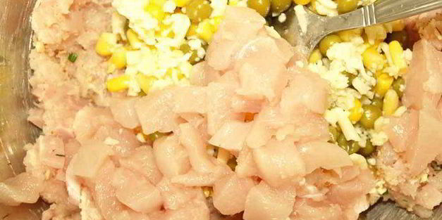 миндально-куриный хлеб с овощами