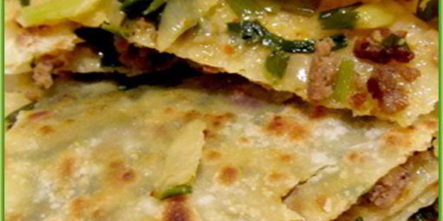 лепешки по-дунгански с мясом и зеленью