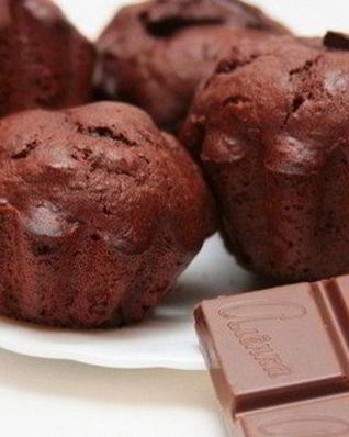 Домашние маффины на горьком шоколаде