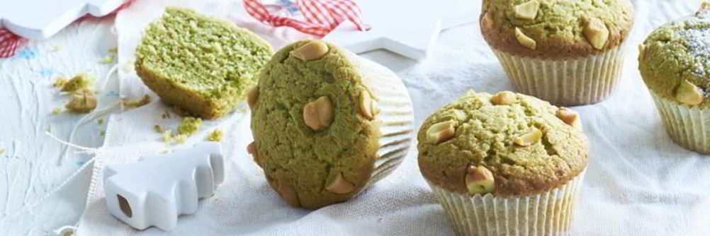 Маффины с матча и белым шоколадом