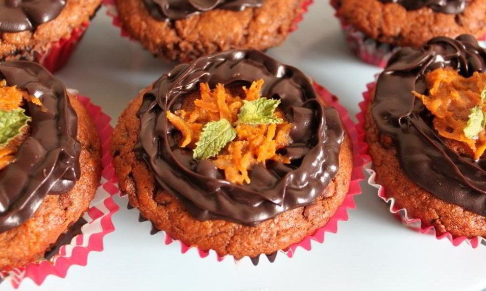 Рецепт шоколадно-апельсиновые маффины с шоколадным ганашем