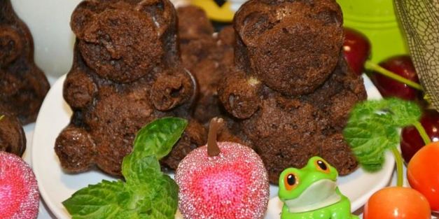 шоколадно-банановые маффины мишка барни