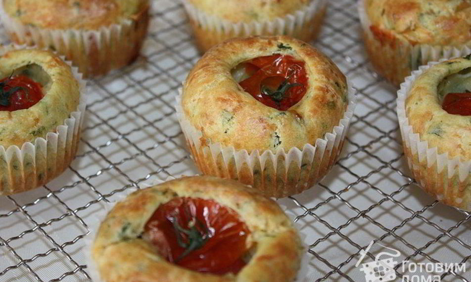Рецепт сырные маффины с помидоркой черри