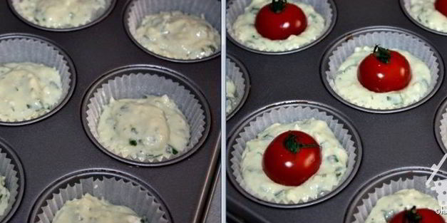 сырные маффины с помидоркой черри