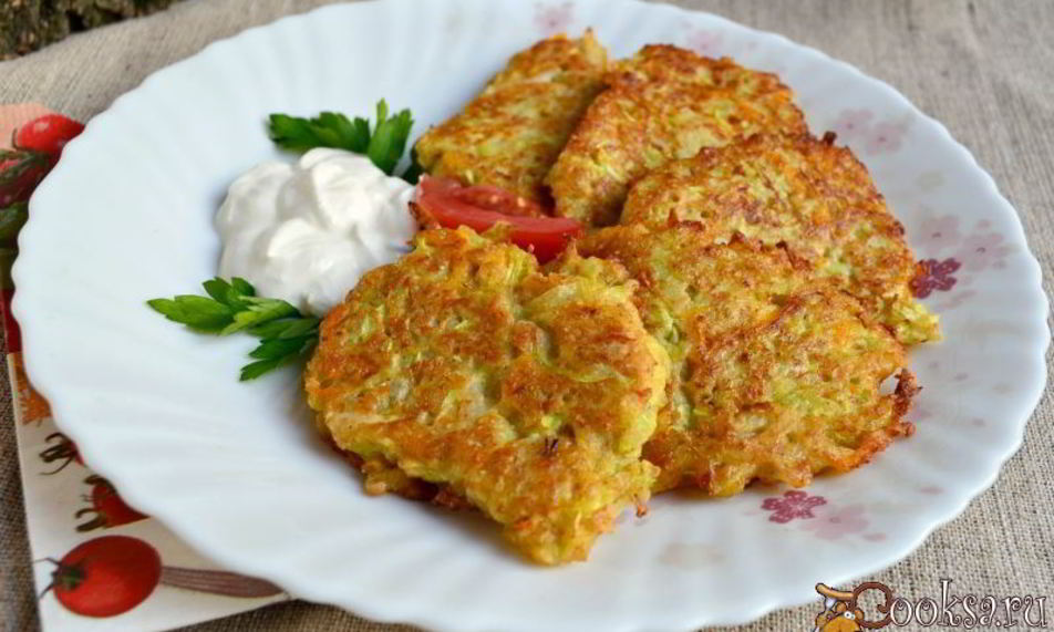 Рецепт кабачковые оладьи с морковью и овсяными хлопьями
