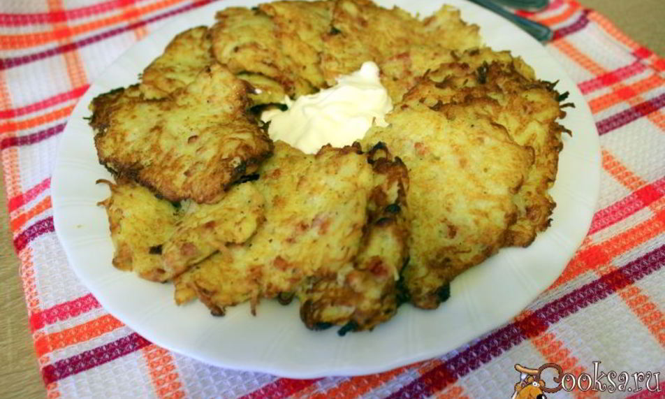 Рецепт картофельные оладьи с беконом