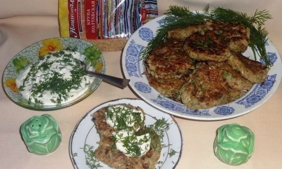 Рецепт оладьи из кабачков с кашей и орехами