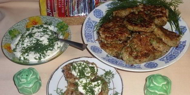 оладьи из кабачков с кашей и орехами