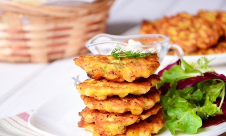 Рецепт оладьи из курицы и кукурузы