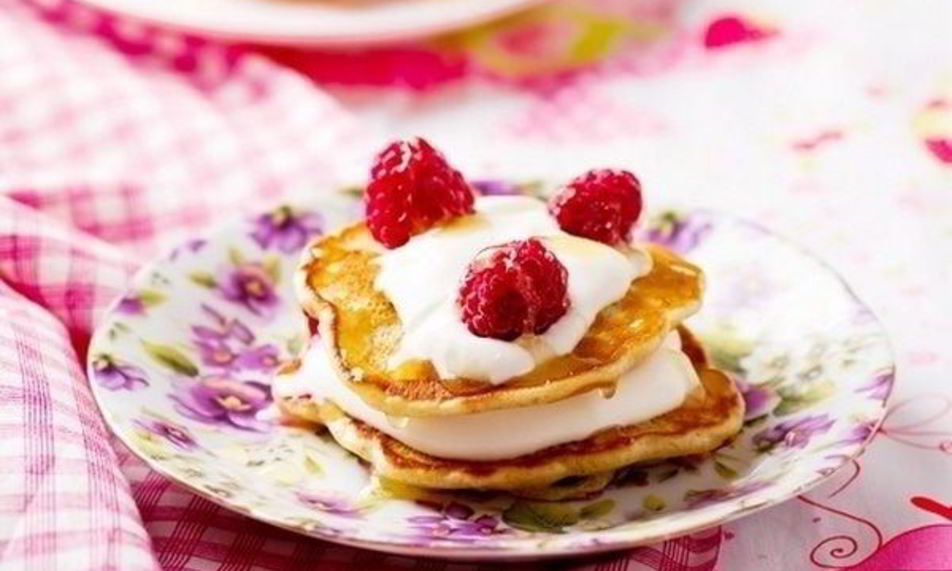 Рецепт оладьи с овсяными отрубями и малиной