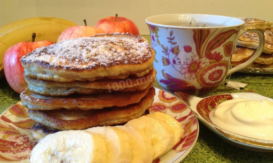 Рецепт оладьи с яблоками и бананами на кефире