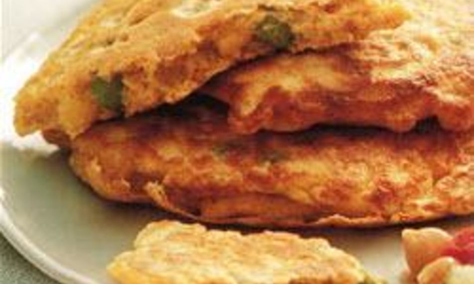 Рецепт пикантные оладьи с кукурузой и зеленым горошком