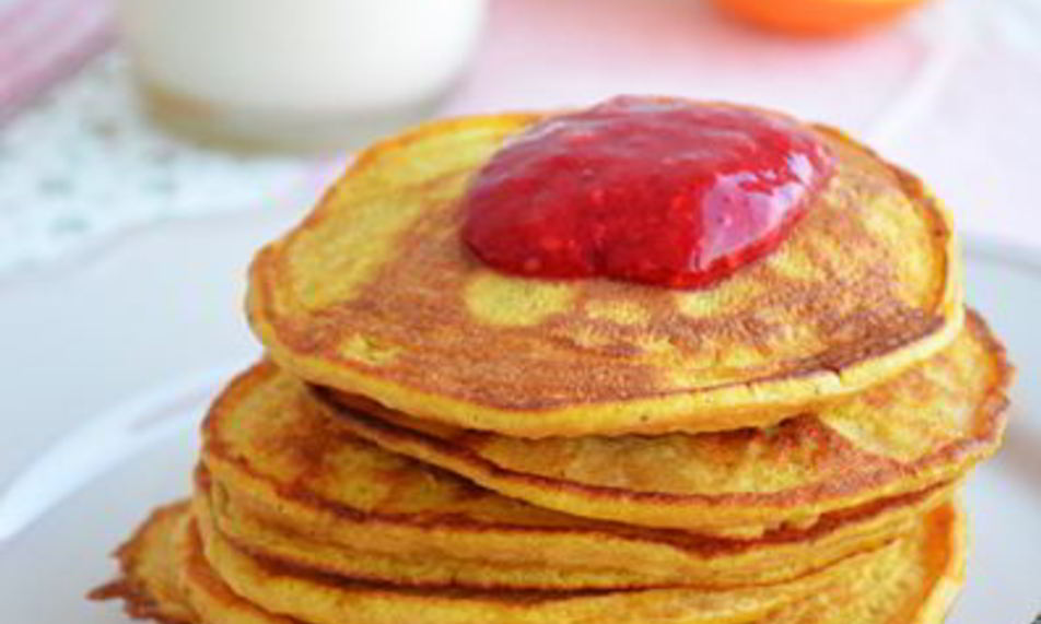 Рецепт тыквенные оладьи со свежим малиновым вареньем